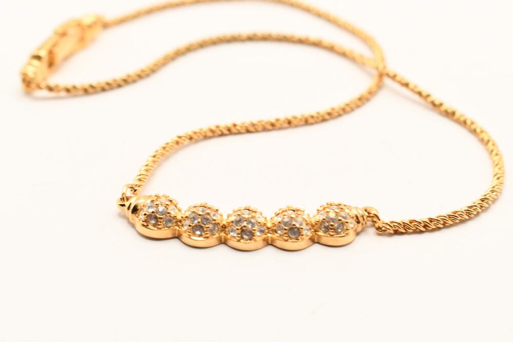 Vintage Swarovski Swan Logo Crystal Choker Necklace Gold Tone 16"